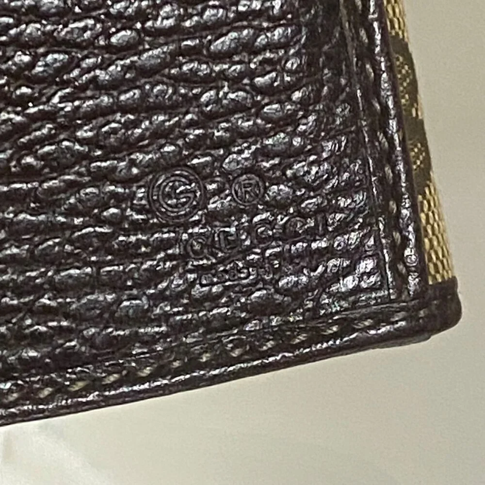 Gucci GG Coated Canvas Leather Continental Bifold Wallet in Tan Brown with Chain